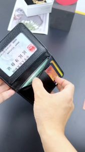 Slim RFID Blocking Leather Wallet with Multiple Card Slots and Coin Pocket Leather Wallet Ultra Thin Mens Vertical Wallet