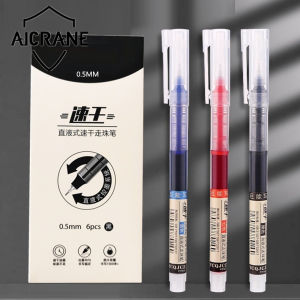 AICRANE 6 Pcs Quick-Drying Gel Pen Set 0.5mm Black Blue Ink School Office Journals Drawing