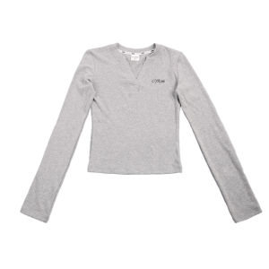 Áo Thun Cổ Chữ V Tay Dài Dáng Ôm Vừa Vặn Cho Nữ Mùa Xuân Hè Thường Ngày Chất Liệu Cotton Pha Trộn