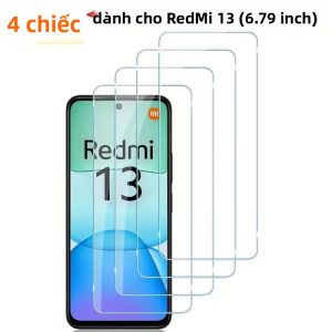 Bộ 4 Miếng Dán Bảo Vệ Màn Hình Kính Cường Lực Cho Xiaomi Redmi Note 13 4G 5G 13C - Phim Trong Suốt Chống Trầy Xước Chống Vỡ