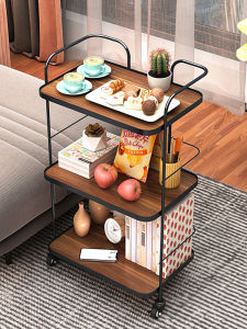 Multifunctional Storage Food Preparation Trolley Iron Three-Layer Living Room Dining Room Kitchen Movable Dining Car Trolley