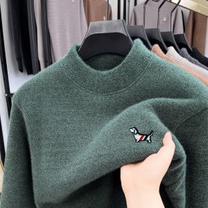 เสื้อสเวตเตอร์ถักคุณภาพสูงสำหรับผู้ชาย คอกลม เนื้อนุ่ม อุ่นสบาย ลายสุนัข สวมใส่ได้ทุกโอกาส แฟชั่นลำลอง ทันสมัย สำหรับฤดูใบไม้ร่วงและฤดูหนาว