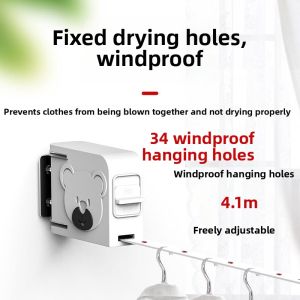 Indoor Outdoor Adhesive Adjustable Clothes Drying Rope