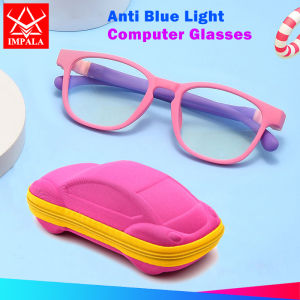 IMPALA FL1015Q Colorful Computer Glasses for Kids Anti Blue Light Lens Elastic Silicone Frame 100% Anti UV Anti Radiation Children Eyeglasses with Cute Box