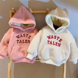 Girls Winter Warm Hoodies New Kids Plush Velvet Hooded Sweatshirt Children Thickened Pullover New Autumn Casual Tracksuit