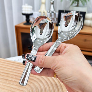 ช้อนกินซุปปากกว้าง ด้ามสั้น เครื่องมือกินอาหาร ช้อนกินข้าว ช้อนกินอูซู ทำจากเหล็กไนไตรล์ 18/10 สแตนเลส เครื่องมือทานอาหาร