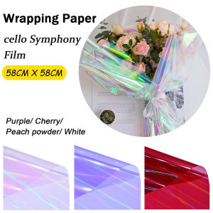 Floral wrapping paper sheets colorful transparent film wrapping paper 58x58cm waterproof symphony rainbow film flower wrapping paper waterproof wrapping paper flower design