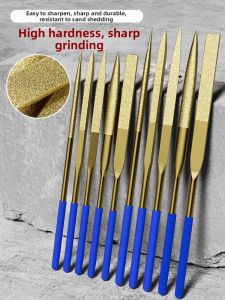 LECAN | High Hardness Titanium Coated Steel Files for Metal Polishing Round Triangular