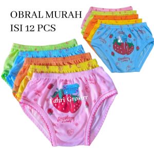 (PROMO 12 PCS) Celana Dalam Anak Perempuan Murah Motif Strawberry // CD anak perempuan // Sempak harian anak perempuan cewek Grosir Lusinan Murah