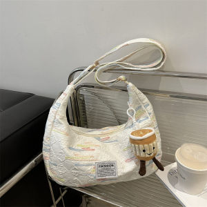 2024 New Womens Fashionable Canvas Shoulder Crossbody Bag Large Capacity Casual Leisure Tote Bag for Class Student Bookbag