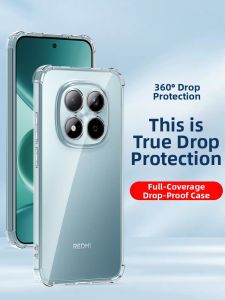 RISEOUS | Transparent Silicone Protective Case For Xiaomi Redmi Note15 Pro Plus Anti-Fall Four Corner Airbag Shockproof Shell For Men And Women