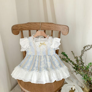 Princess Style Baby Girl Summer Dress Lightweight One Year Old Birthday Ceremony Clothes Short Sleeve Polyester Fiber