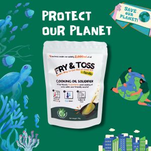 Famillo Pro Fry & Toss Cooking Oil Solidifier / Hardener  Solidifies 2000ML of Used Oil 100% Plant-Based Powder Transforms Oil to Solid for Mess-Free Cleanup and Easy Disposal | Eco-Friendly & Sustainable