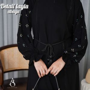 Abaya Gamis Hitam Layla Syari Muslimah Saudi Dubai Turki Umroh Busui