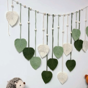 Boho Decor Hand-woven Leaf Tapestry Wall Hangings Bedroom Decoration Macrame Tapestries Childrens Room Background Photo Wall