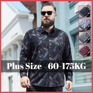 60-175KG Men Plus Size Floral Long Sleeve Turn-down Collar Tops Man Oversized Casual Loose Formal Business Shirts