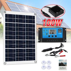 100W 12V Solar Panel Kit with 60A MPPT Controller & USB Port - Complete Off-Grid Power Solution for RV Boat & Camping