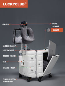 กระเป๋าเดินทาง LuckyClub ขนาด 20 นิ้ว กระเป๋าเดินทางแบบเปิดหน้า กระเป๋าเดินทางแบบล็อคแบบลายนิ้วมือสำหรับผู้ชายและผู้หญิง กระเป๋าเดินทางแบบแข็ง