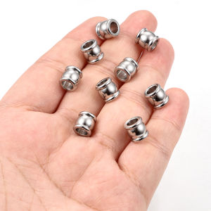 สแตนเลสหลุมใหญ่ลูกปัดรูปถังเครื่องประดับสร้อยคอ DIY สร้อยข้อมือวัสดุลูกปัด