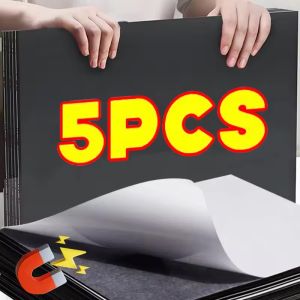 5Pcs Self-Adhesive Magnetic Mat Writable Black Magnetic Sheet for Refrigerator Photo and Picture Cutting DIY Office Storage Supplies