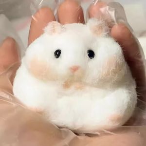 Fuzzy Cheese Hamster Squish Toy Soft Stretch Stress Relief Fidget Gadget Cute Desktop Ornament Adult Anti-Anxiety Relax Holiday