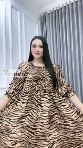 Dress Wanita Ulva Semuk Rempel Macan Zebra Katun Rayon