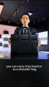 PADIEOE vegetable-tanned top-grain cowhide handbag - high-end fashionable genuine leather briefcase for business and casual wear - simple and elegant mens bag