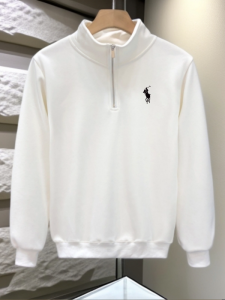 เสื้อสเวตเตอร์คอปกตั้งแขนยาวปักลายม้าสำหรับผู้ชาย ทรงหลวม ปกติ ฤดูใบไม้ร่วง 2025 คอปกตั้ง ปกติ คอปกตั้ง