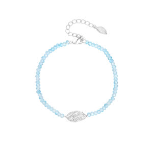 Natural Stone Moonlit Laurel Leaves Blue Topaz Bracelet
