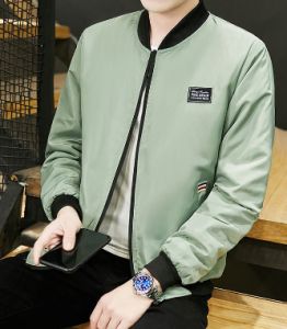 Jaket saiz besar berwarna muda untuk lelaki jaket kasual Zip-Up satu warna