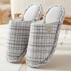 MONLEYTA | Dép vải cotton lanh thấm hút mùa xuân thu cho nữ Dép đi trong nhà chống trượt ấm áp mùa đông dép đi trong nhà cho cặp đôi