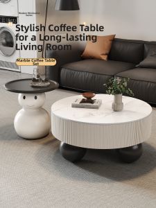 YIYOU | Modern Minimalist Small Apartment Suitable Round Marble Coffee Table