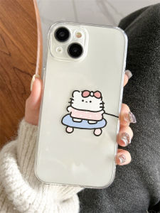 Cute Cartoon Hello Kitty Phone Case Full Cover Anti-Fall Transparent Protective Shell for iPhone 15 pro Max 14 13 12 11 16