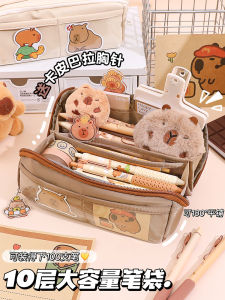 Large Capacity Pencil Case Female Student Simple Design High Aesthetic Value Middle School Stationery Box Canvas Material