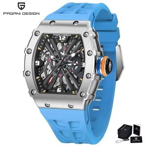 Pagani Design | PAGANI DESIGN 42mm Men Skeleton Quartz Watch 50M Water Resistant Stainless Steel Sapphire Crystal Wristwatch Reloj Hombre