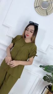 Setelan Celana 7/8 Crinkle Airflow Premium Lengan Pendek Serut Full Kancing Busui Claressa Collection
