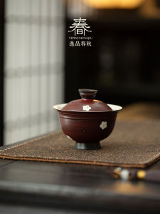 Hand-Painted Ceramic Gongfu Tea Set High-End Tea Bowl Home Use Single Piece Yuanbao Cover Bowl Tea Brewing Bowl Tea Utensils