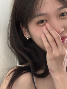 Grey Pearl Stud Earrings Trendy Unique Silver Needle High-End Feelings INS Style Pure Silver Needle Earring Fashion Jewelry