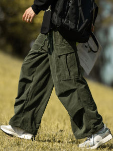 Quần Ống Đứng Cạp Thấp Khóa Kéo Thường Ngày Cho Nam Quần Áo Bảo Hộ Lao Động Ống Rộng Thoải Mái Thoáng Khí Mùa Hè