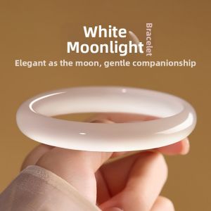 Gift Womens Jade Bracelet White Moonlight Agate