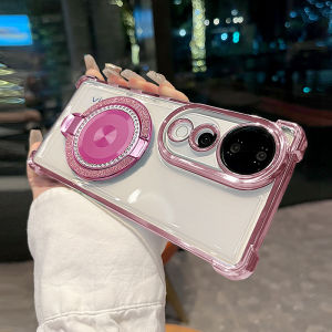 Flash Diamond Magnetic Absorption Silicone Phone Case for VivoS19 pro Curved Screen Full Coverage Anti-Fall Protection Shell