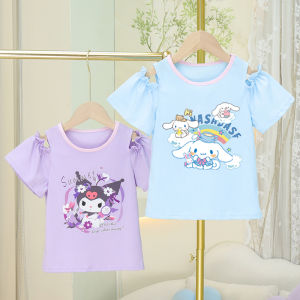 Summer 2024 Girls Cotton T-Shirt Short Sleeve Fashion Top Children Versatile Stylish Outerwear Half Sleeve Thin Stock
