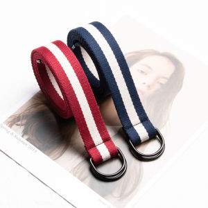 Dây thắt lưng bằng vải canvas có khóa nhẫn đôi cho nam và nữ Phong cách đa năng cho quần jean denim và quần khác