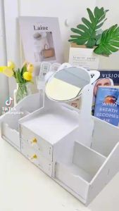 Tủ đựng đồ trang điểm kệ đựng mỹ phẩm TAI MÈO / CHỮ NHẬT CÓ GƯƠNG trang điểm xinh xắn tủ đựng mỹ phẩn kệ đựng mỹ phẩm gương gương trang điểm gương để bàn tủ để bàn kệ để bàn kệ tủ mini kệ mini