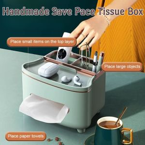 High-End Handmade Light Luxury Tissue Box Remote Control Holder Waterproof Storage Shelf Save Pace Large Capacity Pure Color Organizer