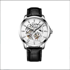 AILANG | AILANG AL-8629B Mens Automatic Mechanical Watch Luxury Business Skeleton Dial Stainless Steel Case Transparent Wristwatch