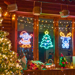 DADAN | Acrylic Christmas Tree Decorative Lights with Santa and Snowman Shapes