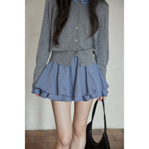 seemon | Áo Thun Len Tay Dài Preppy Cổ Xếp Li Spliced Màu Đối Chọi