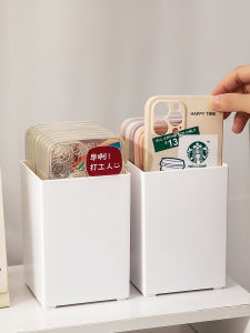 Large Capacity Desktop Organizer Box Simple Style Mobile Phone Case Scrapbooking Storage Box Pure Color Stackable Square PS Material