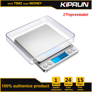 KIPRUN Mini Digital Kitchen Scale 0.1g x 3000g  Mini Food Weight Scales with 2 Trays Electric Jewelry Scales with Back-Lit LCD Display Tare and PCS Features Stainless Steel